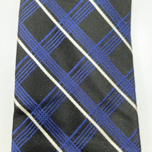 Black and blue 100% silk necktie - Picture 2 of 5